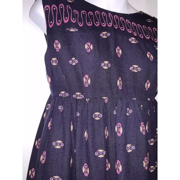 Anna Sui Smocked Cottage-core Purple Dress W/ Pockets Size 2 - Picture 8 of 9